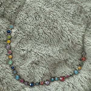 Swarovski Silver Necklace with Multicolor Crystals